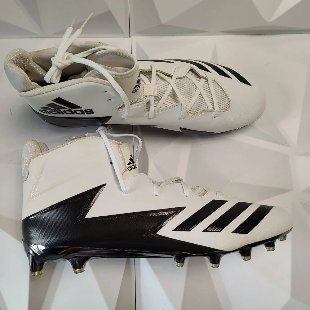 Adidas Mens Football Cleats 17 White Black Shoe Lacrosse High Molded Athletic - Picture 7 of 12